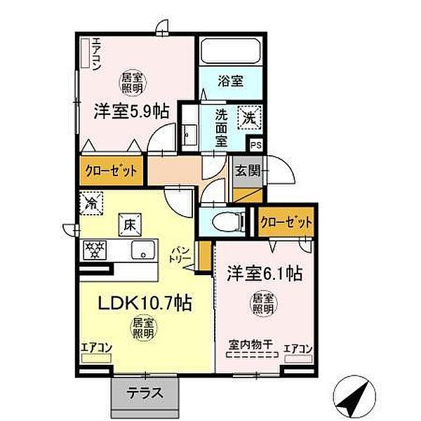 千葉県市原市君塚２丁目(賃貸アパート2LDK・2階・52.54㎡)の写真 その2