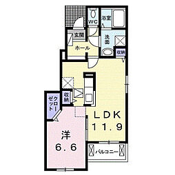 エレガンテ1 1LDKの間取図画像