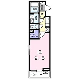 パルシャス二の宮 1Kの間取図画像