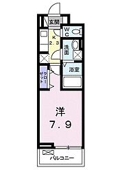 グランソレイユ 1Kの間取図画像