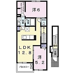 ノーブル　ウエストIII 2階2LDKの間取り