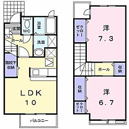 サンシャイン・ヴィラA 2LDKの間取図画像