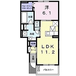 ヴィラ・エレガントα 1LDKの間取図画像