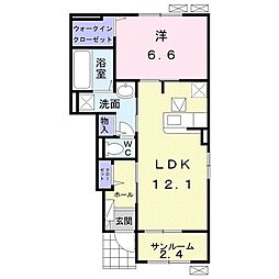 エレナールB 1LDKの間取図画像