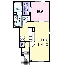 アイリスII 1階1LDKの間取り