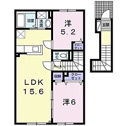 ドリーム恵庭 2LDKの間取図画像