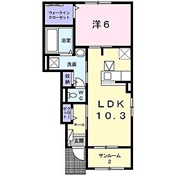 アルドーレ2A 1LDKの間取図画像