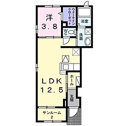 ボゥシャンブルB 1LDKの間取図画像