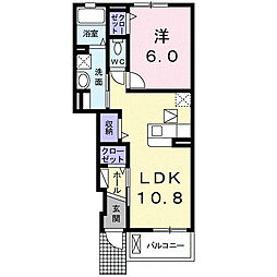 ライナスB 1LDKの間取図画像