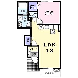 レスピレII 1階1LDKの間取り