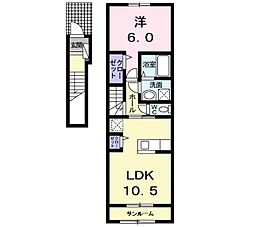 エルカミーノ 2階1LDKの間取り