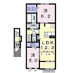 グランツＢ 2階2LDKの間取り