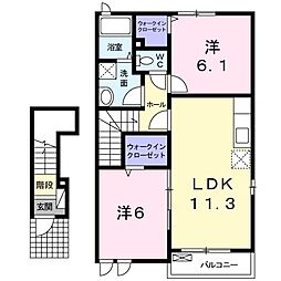 ラディアント・ガーデンA 2LDKの間取図画像