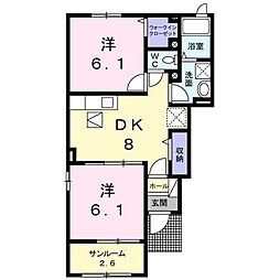 カルムヒルズ 2DKの間取図画像