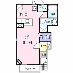 ウィンベルII 1階ワンルームの間取り
