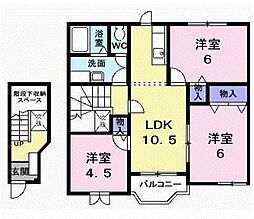 サンライズ　Ｂ棟 2階3LDKの間取り