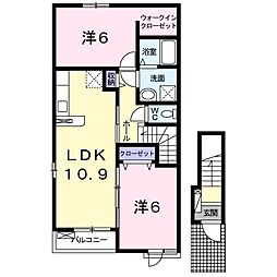 グリーンヒル長与 2LDKの間取図画像