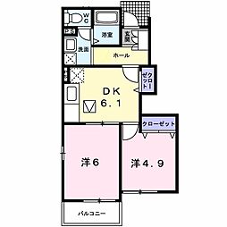 レジデンス四季A 2DKの間取図画像