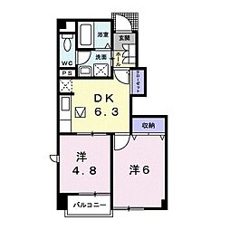 アシュランス 2DKの間取図画像