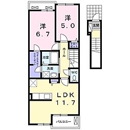 ラ・ヴェール 2LDKの間取図画像