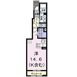 カーサビアンコネーロ ワンルームの間取図画像