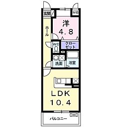 ジェルメ・アビタシオンM・M 1LDKの間取図画像