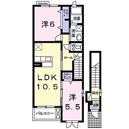 カレントハウスA 2LDKの間取図画像