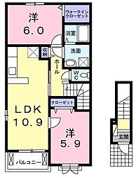 ソレアードA 2LDKの間取図画像