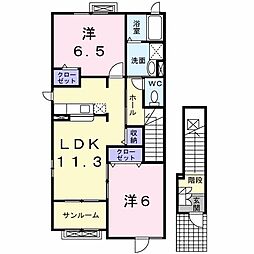 ロゼート2 2LDKの間取図画像