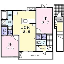ジェルメ 2LDKの間取図画像