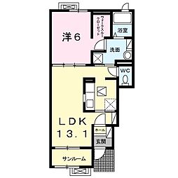 エルミタージュ竹1 1LDKの間取図画像