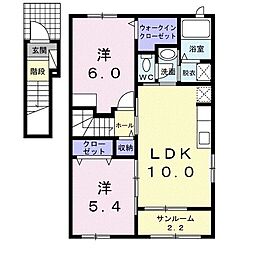 フィオーレA 2LDKの間取図画像