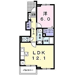 イーストヒルズ大崎B 1LDKの間取図画像