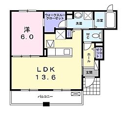 クレアンジュ 1LDKの間取図画像
