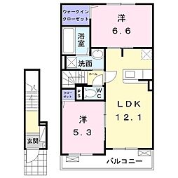ボヌールA 2LDKの間取図画像
