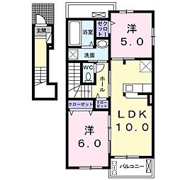 パラディ4 2LDKの間取図画像