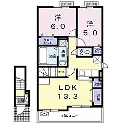 ラインハイト1 2LDKの間取図画像