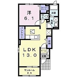 カルム1 1LDKの間取図画像