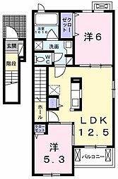 カーサセレーナA 2LDKの間取図画像