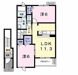 プロスパー2 2LDKの間取図画像
