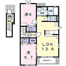 ユリシスディアコート 2LDKの間取図画像