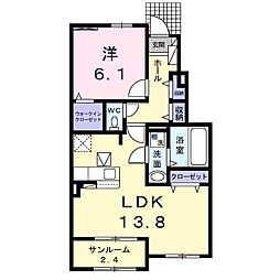 アール　ブリーゼ　Ｂ 1階1LDKの間取り