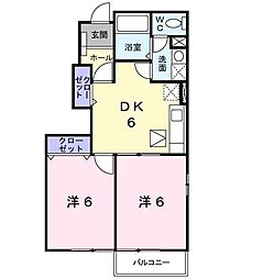 アドラブール 2DKの間取図画像