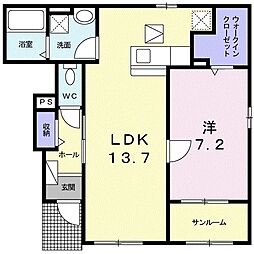 グランドソレーユ 1LDKの間取図画像