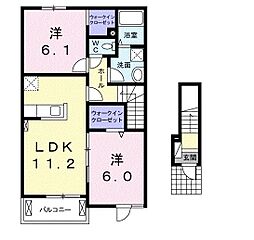 オルソーレ 2階2LDKの間取り