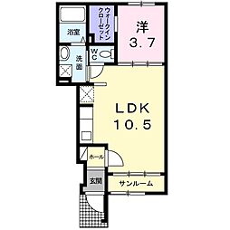 アーバン松浪1 1LDKの間取図画像