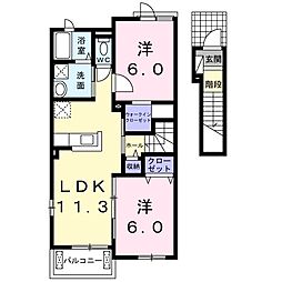 アクアサイド壱番館 2LDKの間取図画像