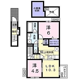 カ−サベルデII 2階2LDKの間取り