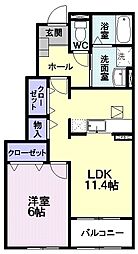 カルチェ・ド・モエI 1LDKの間取図画像