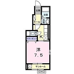 カンティアージュ 1Kの間取図画像